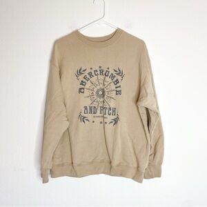 Abercrombie & Fitch Soft AF Tan Beige Celestial Oversized Crewneck Sweatshirt